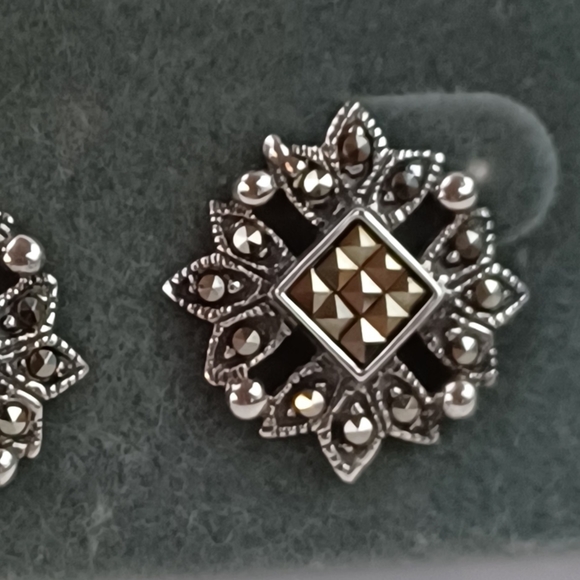 Sterling Silver Cluster Earrings - Picture 2 of 8